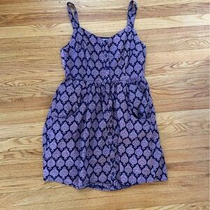 Mata Traders Blue Purple Medallion print button down dress size M